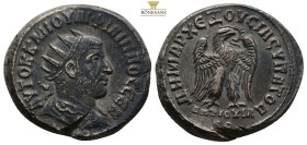 SELEUCIS and PIERIA, Antioch. Philip I. AD 244-249. BI Tetradrachm (27,2 mm, 15,1 g, ). Struck AD 248. Radiate, draped, and cuirassed bust right, seen...