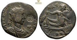 CILICIA, Diocaesarea. Philip I. AD 244-249. Æ (31,2 mm, 14,5 g, ). Radiate, draped, and cuirassed bust right / Hercules reclining left on lion’s skin,...