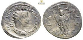 Trebonianus Gallus AR Antoninianus. (22,5 mm, 3.1 g.) Mediolanum, AD 251-253. IMP C C VIB TREB GALLVS AVG, radiate, draped and cuirassed bust right / ...