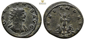 Gallienus, Sole Reign (AD 253-268). BI antoninianus (3,7 g. 20,7 mm, ). NGC MS, Silvering. Lugdunum, AD 256-259. GALLIENVS AVG, radiate, draped, and c...