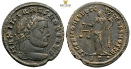 Maximianus Herculius (286-305 AD). AE Nummus (27,1 mm, 9.7 g), 
Obv. IMP C MAXIMIANVS P F AVG, Laureate head to right.
Rev. SACRA MONET AVGG ET CAESS ...
