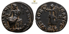 Roman Imperial
Time of Maximinus II Æ Nummus. Antioch, AD 310-313. \\ Persecution issue\\. IOVI CONSERVATORI, Jupiter seated left, holding globe and ...