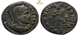 CONSTANTINE I THE GREAT (307/10-337). Follis. Rome. 2,2 g. 20,1 mm.
Obv: CONSTANTINVS AVG.
Helmeted and cuirassed bust right.
Rev: ROMAE AETERNAE / P ...