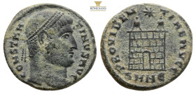 Constantinus I. (307 - 337 n. Chr.). Follis. 328 - 329 n. Chr. Nicomedia. 2,9 g. 18,6 mm. Vs: CONSTANTINVS AVG. Kopf mit Pearl Diadem rechts. Rs: PROV...