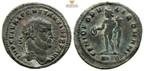 Constantius I. 305-306 AD. Follis, 8,2 g. 28,7 mm. Cyzicus, . Obv: IMP C FL VAL CONSTANTIVS P F AVG Head laureate right. Rev: GENIO POPV - LI ROMANI G...