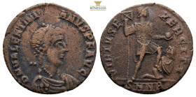 Valentinian II. (392-395 AD). Follis. (22,7 mm, 4,4 g.) Antioch. Obv: DN VALENTINIANVS PF AVG. diademed bust of Valentinian right. Rev: VIRTVS EXERCIT...