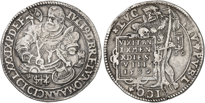 Julius, 1568-1589. 

Taler 1589, Wolfenbüttel, auf seinen Tod. Dav. 9068, Welt...