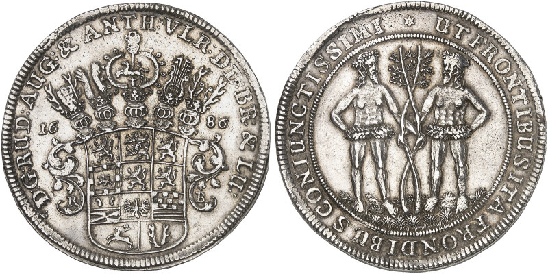 Rudolph August und Anton Ulrich, 1685-1704. 

Taler 1686, Zellerfeld. Dav. 639...