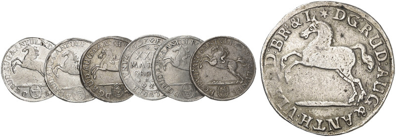 Rudolph August und Anton Ulrich, 1685-1704. 

Lot von 7 Stück: 24 Mariengrosch...