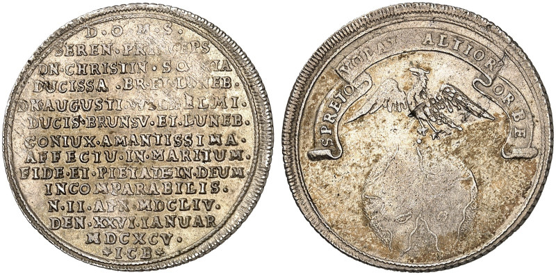 Rudolph August und Anton Ulrich, 1685-1704. 

1/8 Taler 1695, Wolfenbüttel, au...