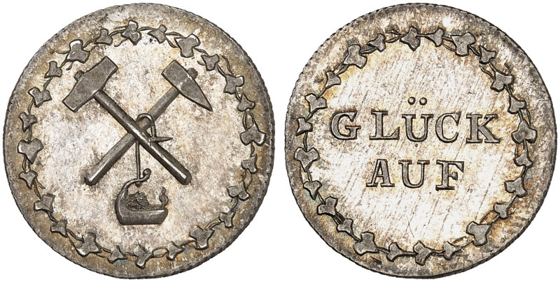 Ernst August, 1837-1851. 

Silberjeton o. J., Clausthal. Schlägel und Eisen / ...