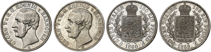 Georg V., 1851-1866. 

Lot von 2 Stück: 1/6 Taler 1859 B, 1860 B. AKS 145, J. ...