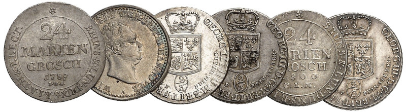 Lot von 6 Stück: Georg III., 24 Mariengroschen 1789, 1792, 1800 (3x), Wilhelm IV...