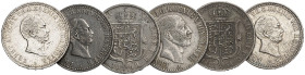 Lot von 6 Stück: Ernst August, Taler 1838 A (3x), 1847 A, 1848 B, Aubeutetaler 1851 B, Thun 156, 164, 167, 169. meist ss