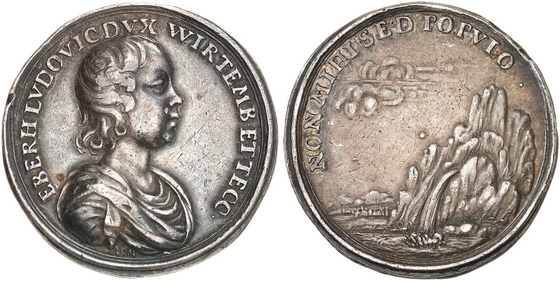 WÜRTTEMBERG. Eberhard Ludwig, 1693-1733. 

Silbermedaille o. J. (von J. C. Mül...