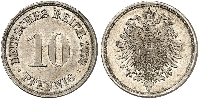 J. 4, EPA 27. 

10 Pfennig 1873 A. winz. Kr., f. St