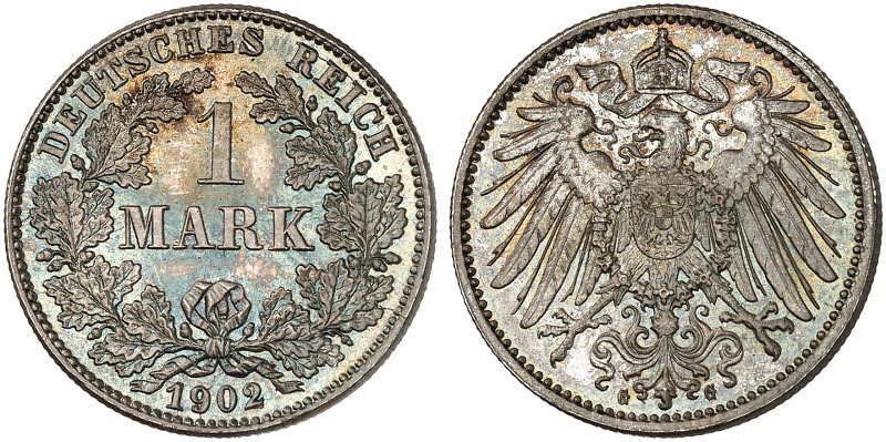 J. 17, EPA 56. 

1 Mark 1902 G. Kabinettstück mit prachtvoller Patina ! St