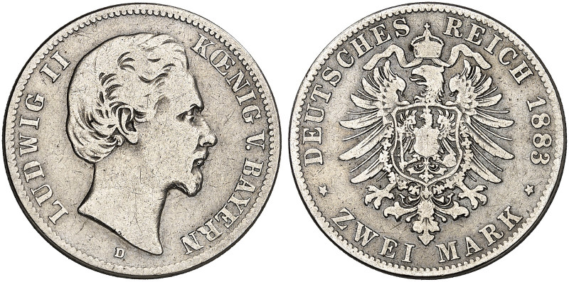 BAYERN. Ludwig II., 1864-1886. J. 41, EPA 2/11 

2 Mark 1883. der seltenste Ja...