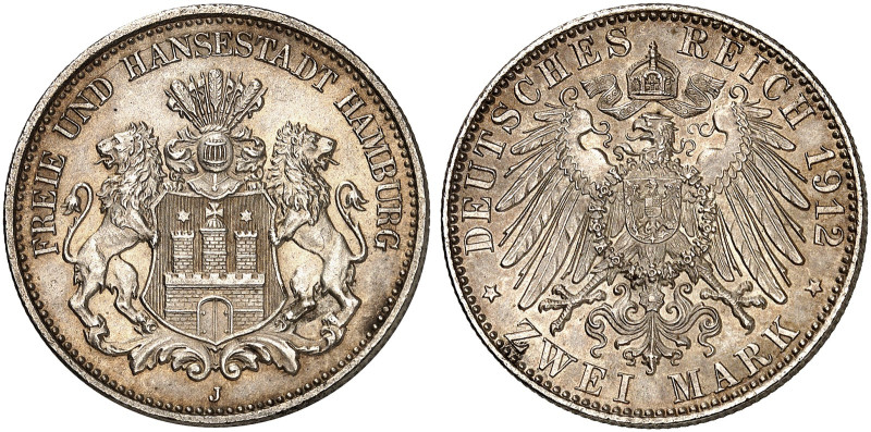 HAMBURG. J. 63, EPA 2/18 

2 Mark 1912. der seltenste Jahrgang ! schöne Patina...