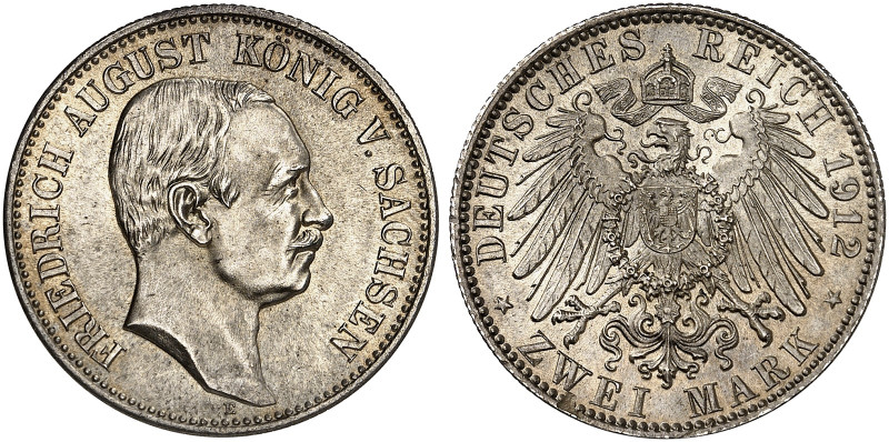 SACHSEN. Friedrich August III., 1904-1918. J. 134, EPA 2/54 

2 Mark 1912. f. ...