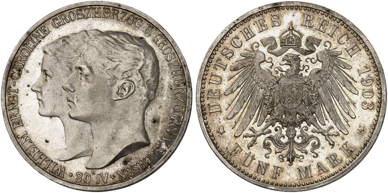 SACHSEN - WEIMAR - EISENACH. Wilhelm Ernst, 1901-1918. J. 159, EPA 5/55 

5 Ma...