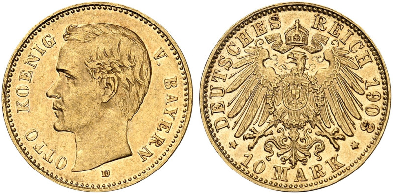 BAYERN. Otto II., 1886-1913. J. 201, EPA 10/11 

10 Mark 1903. f. vz / f. St