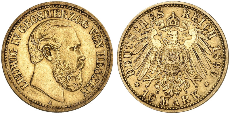HESSEN. Ludwig IV., 1877-1892. J. 220, EPA 10/20 

10 Mark 1890. ss