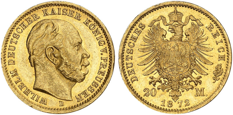 PREUSSEN. Wilhelm I., 1861-1888. J. 243 B, EPA 20/28 

20 Mark 1872 B. kl. Kr....