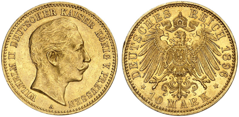 PREUSSEN. Wilhelm II., 1888-1918. J. 251, EPA 10/41 

10 Mark 1896. vz - St