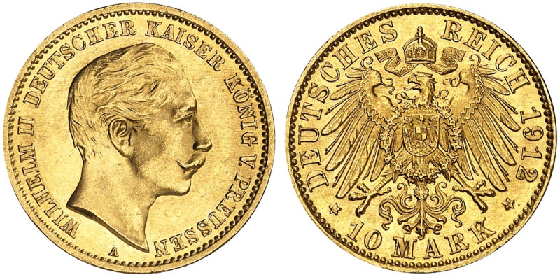 PREUSSEN. Wilhelm II., 1888-1918. J. 251, EPA 10/41 

10 Mark 1912. f. St