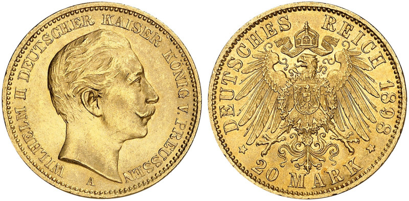 PREUSSEN. Wilhelm II., 1888-1918. J. 252, EPA 20/35 

20 Mark 1898. f. St