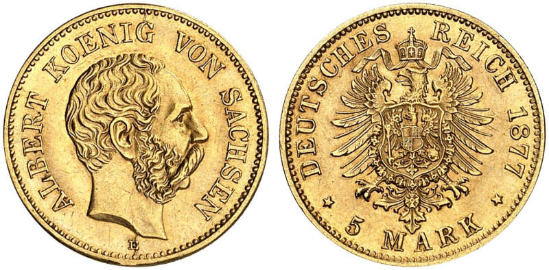 SACHSEN. Albert, 1873-1902. J. 260, EPA 5/85 

5 Mark 1877. vz