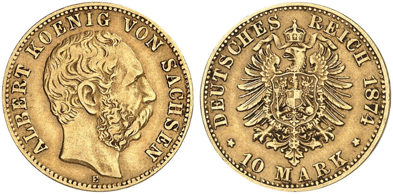 SACHSEN. Albert, 1873-1902. J. 261, EPA 10/44 

10 Mark 1874. seltener Jahrgan...