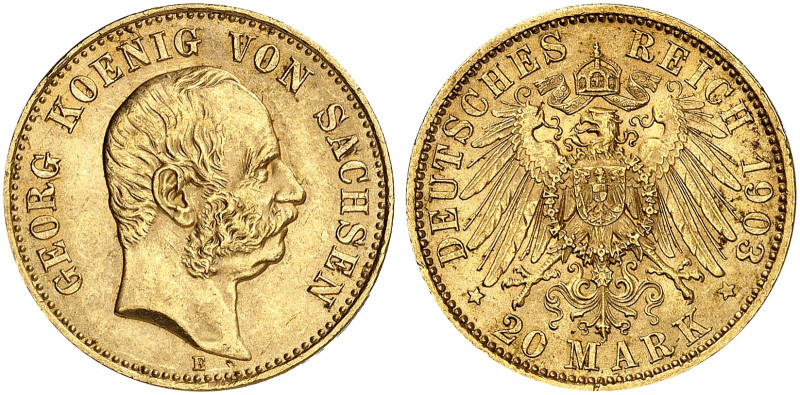 SACHSEN. Georg, 1902-1904. J. 266, EPA 20/44 

Ein viertes Exemplar. vz - St