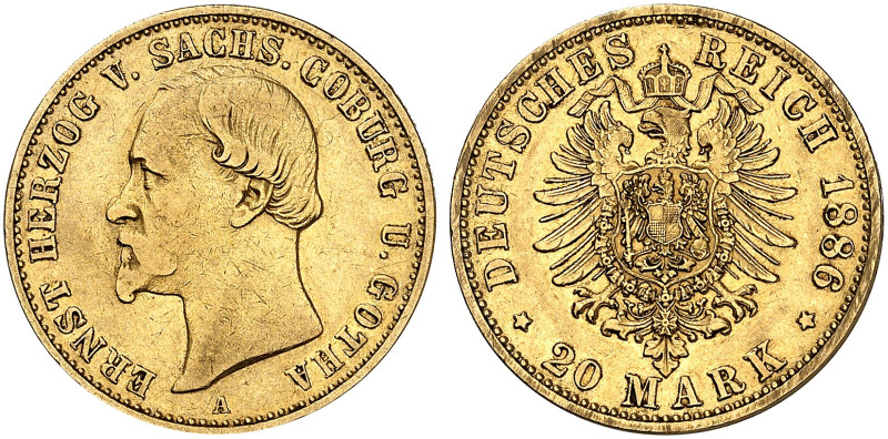 SACHSEN - COBURG - GOTHA. Ernst II., 1844-1893. J. 271, EPA 20/48 

20 Mark 18...