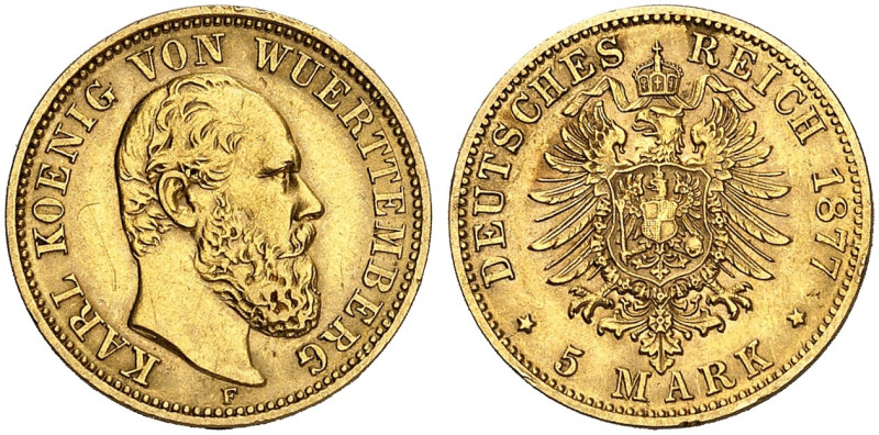 WÜRTTEMBERG. Karl, 1864-1891. J. 291, EPA 5/86 

Ein zweites Exemplar. ss - vz...