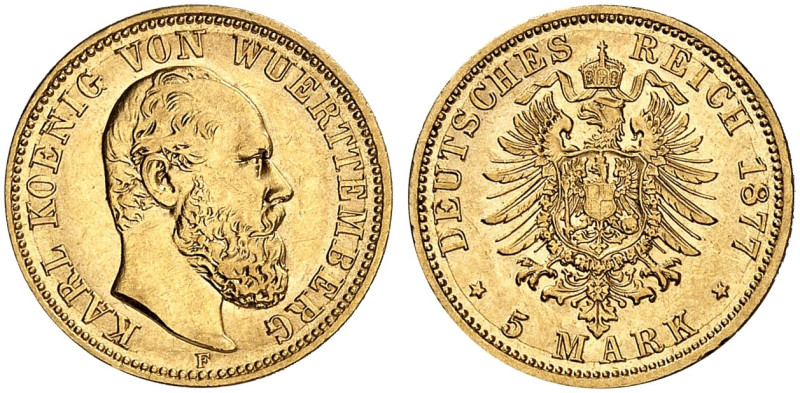 WÜRTTEMBERG. Karl, 1864-1891. J. 291, EPA 5/86 

Ein drittes Exemplar. vz