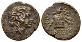 PONTOS. Amisos.Time of Mithradates VI Eupator.(Circa 105-90 or 90-85 BC). Ae.

Obv: Head of Dionysos right, wearing ivy wreath.

Rev: AMIΣOY.
Thyrsos ...
