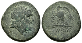 PONTOS. Amisos.Time of Mithradates VI Eupator.(Circa 111-105 or 95-90 BC).Ae.

Obv : Laureate head of Zeus right.

Rev : AMIΣOY.
Eagle standing left o...