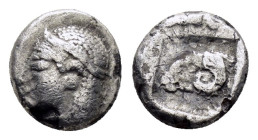 TROAS. Kebren.(5th century BC).Diobol.

Obv : Diademed, archaic head of Apollo left.

Rev : Head of ram left within incuse square.
SNG Ashmolean ...