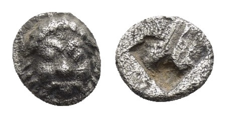 LESBOS. Methymna.Methymna (BC 520-460) Hemiobol.

Obv : Head of Selinos facing...