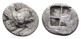 IONIA. Klazomenai. (Circa 5th century BC).Diobol.

Obv : Forepart of winged boar right.

Rev : Quadripartite incuse square.
SNG von Aulock 1983; SNG C...