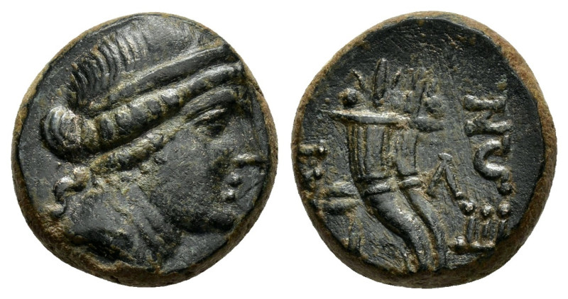 PHRYGIA. Laodikeia.(Circa 158-138 BC).Ae.

Obv : Head of Aphrodite right, wearin...