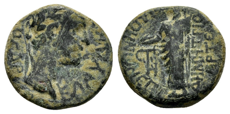 PHRYGIA. Cadi. Claudius (41-54). Ae.

Obv : KΛΑΥΔΙΟC KΑΙCAP.
Laureate head ri...