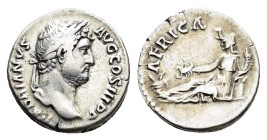 HADRIAN (117-138).Rome.Denarius.

Obv : HADRIANVS AVG COS III P P.
Laureate head right.

Rev : AFRICA.
Africa, wearing elephant skin headdress a...