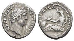 HADRIAN (117-138).Rome.Denarius.

Obv : HADRIANVS AVG COS III P P.
Laureate head right.

Rev : AFRICA.
Africa, wearing elephant skin headdress a...