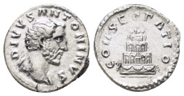 DIVUS ANTONINUS PIUS (Died 161).Rome.Denarius.

Obv : DIVVS ANTONINVS.
Bare head right.

Rev : CONSECRATIO.
Garlanded four-tiered funeral pyre surmoun...