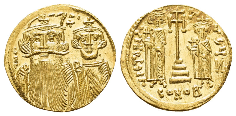 CONSTANS II with CONSTANTINE IV, HERACLIUS and TIBERIUS (641-668).Constantinople...