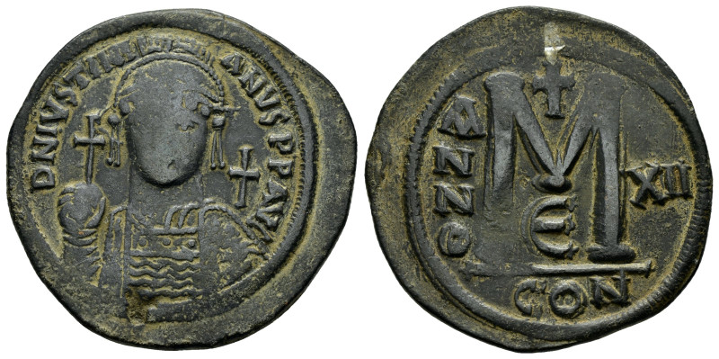 JUSTINIAN I.(527-565).Constantinople.Follis.

Obv : D N IVSTINIANVS P P AVC.
Hel...