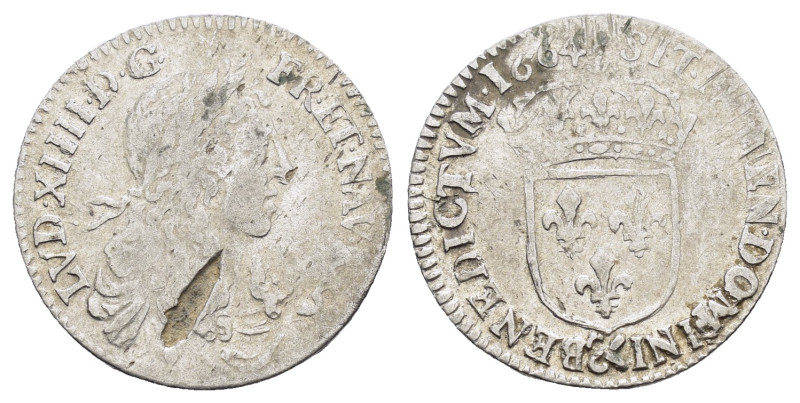 FRANCE. Louis XIIII (1643-1715). Douizème d'écu (1664 Z). Grenoble.

Condition :...